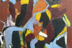 Abstrakte-Komposition-Der-blaue-Ritter-Oel-auf-Platte-100x80-1960