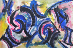 Abstrakte-Komposition-Schwarz-auf-Aquarell-30x42-1960