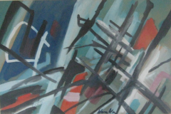Abstrakte-Komposition-Tempera-48x75-1958-verkauft in Oed