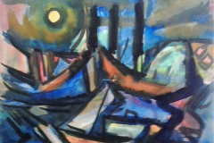 Komposition-Landschaft-mit-Booten-Tempera-ca-50x65-1967-verkauft-St.Sei_