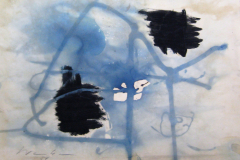 Abstraktion-XIX-Schwarz-auf-Aquarell-30x42-1958-signiert