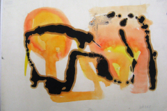 Tachistische-Komposition-gelb-Schwarz-auf-Aquarell-30x42-1958