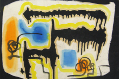 Tachistische-Komposition-gelb-blau-Schwarz-auf-Aquarell-1958