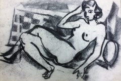 Akt-sitzend-seitlich-rechts-Kohle-auf-dünnem-Papier-30x40-1955
