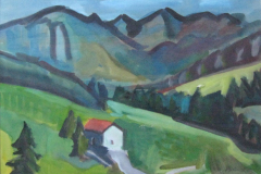 1-Almlandschaft-Tempera-50x70-1953-verkauft in Ebersberg