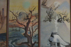 36-Japanisches-Quadrichon-rechts-Tempera-Pinselzeichnung-1957-verkauft in Obing