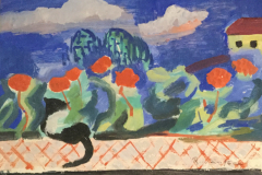 37-Katze-am-Blumenbalkon-Mischechnik-29x49-1954