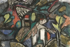 39-Komposition-verstecktes-Dorf-Mischtechnik-60x60-1952-Rueckseite-Voralpenlandschaft