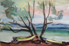 Boote-am-Chiemseeufer-Tempera-50x75-1949