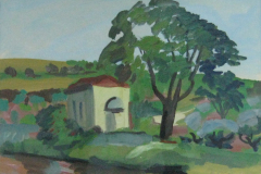 Kapelle-in-Bergham-Tempera-39x57-1955-verkauft in Oed