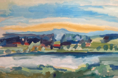 Landschaft-am-Chiemsee-Tempera-43-x-75-1956 - verkauft in Söchtenau