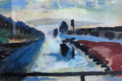 Kanal-in-Frankreich-Tempera-50x70-1965-verkauft Auktion Dorotheum