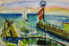 Boot-vor-dem-Hafen-Aquarell-44x58-1956