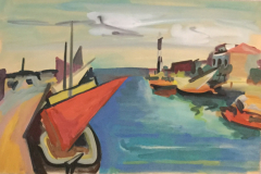 Boote-im-Hafen-Riccione-Tempera-50x75-1960