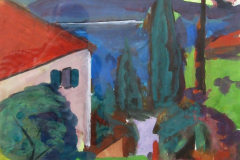 Gardasee-Haus-mit-Zypresse-Tempera-65x46-1953