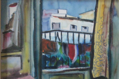 Riccione-Blick-aus-dem-Hotel-Tempera-44x57-1957-verkauft in Oed