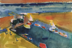 Riccione-Hafen-Pinselzeichnung-Aquarell-44x58-1960