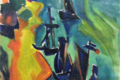 Schiffe-im-Hafen-nach-Pechstein-Tempera-60x42-1956