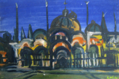 Venedig-Markusplatz-am-Abend-Tempera-31x45-1954