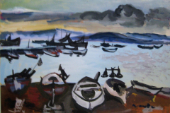 Boote-im-Fischerhafen-Tempera-50x75-1965
