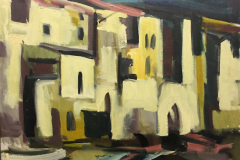 Italien-Haeuser-am-Meer-Oel-auf-Leinwand-100x80-1966