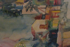 Italienische-Landschaft-Aquarell-56x38-1954-verkauft in Obing