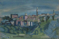 Spoleto-Mittelmeerreise-Tempera-43x60-1965-verkauft in Oed