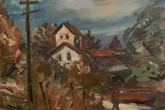 Landschaft-bei-Obing-Oel-auf-Platte-46x60-1950