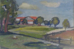 Bauernhof-bei-Obing-Tempera-40x51-1952-verkauft in Oed