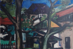 Obinger Bauernhäuser-Öl-70x100-1952, verkauft in Traunstein-LK-Nr 218