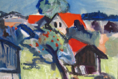 Obinger-Bauernhaeuser-Tempera-45x58-1954-verkauft in München