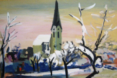 Obinger-Kirche-im-Winter-Tempera-50x75-1956