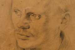 Portrait-Rudi-Wanka-im-KG-Lager-Darmstadt-Autor-Ohme-Zeichnung-40x30-1945-signiert-Ohme