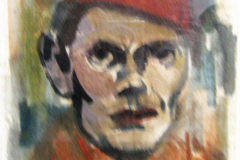 Selbstportrait-mit-Fez-Aquarell-Pinselzeichnung-38x25-1945