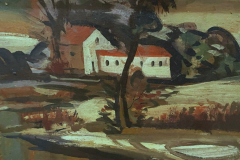 Pfarrhaeusl-Seeon-Oel-auf-Pappe-30x36-1947