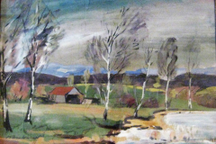 Birken-bei-Seeon-Tempera-40x60-1947 verkauft in Oed