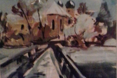 Kloster-Seeon-im-Winter-Tempera-ca-30x40-1948-verkauft Gunilde