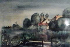 Koster-Seeon-und-Braeuhauser-Kirche-Tempera-ca-30x40-1948-verkauft Gunilde