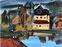Schloss-Seeon-Tempera-35x25-1946 verkauft Auktion-Dorotheum-Salzburg-am-23.05.2007