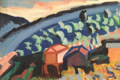 Bergdorf-in-den-Pyrenaeen-Tempera-38x49-1963