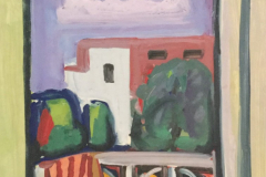Blick-vom-Hotelzimmer-in-Spanien-Tempera-74x49-1963