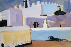 Maurisches-Dorf-mit-Hund-Tempera-38x50-1954