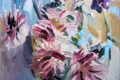 Blumen-in-der-Vase-Oel-auf-Platte-80x100-1970-verkauft in Salzburg
