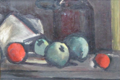 Apelstillleben-mit-roter-Kanne-Oel-auf-Platte-35x45-1950