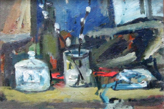 Osterbild-mit-Palmkaetzchen-Oel-auf-Platte-40x55-1946-verkauft in Oberstaufen