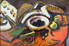 Sillleben-mit-Pflaumenschale-Oel-auf-Karton-38x55-1954-55